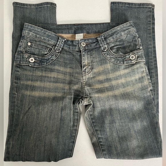 Wrap London Denim - Wrap London Funky Denim Jeans with Light Tan at Top, Size 6